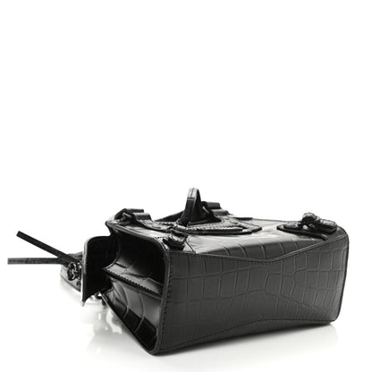 Balenciaga Semi Shiny Calfskin Crocodile Embossed Neo Classic Black Hardware Mini City Black 4 of 8