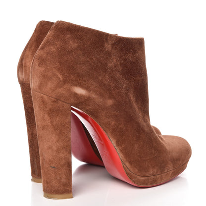 Christian Louboutin Veau Velours Rock and Gold 120 Ankle Booties 38.5 Havana 4 of 20