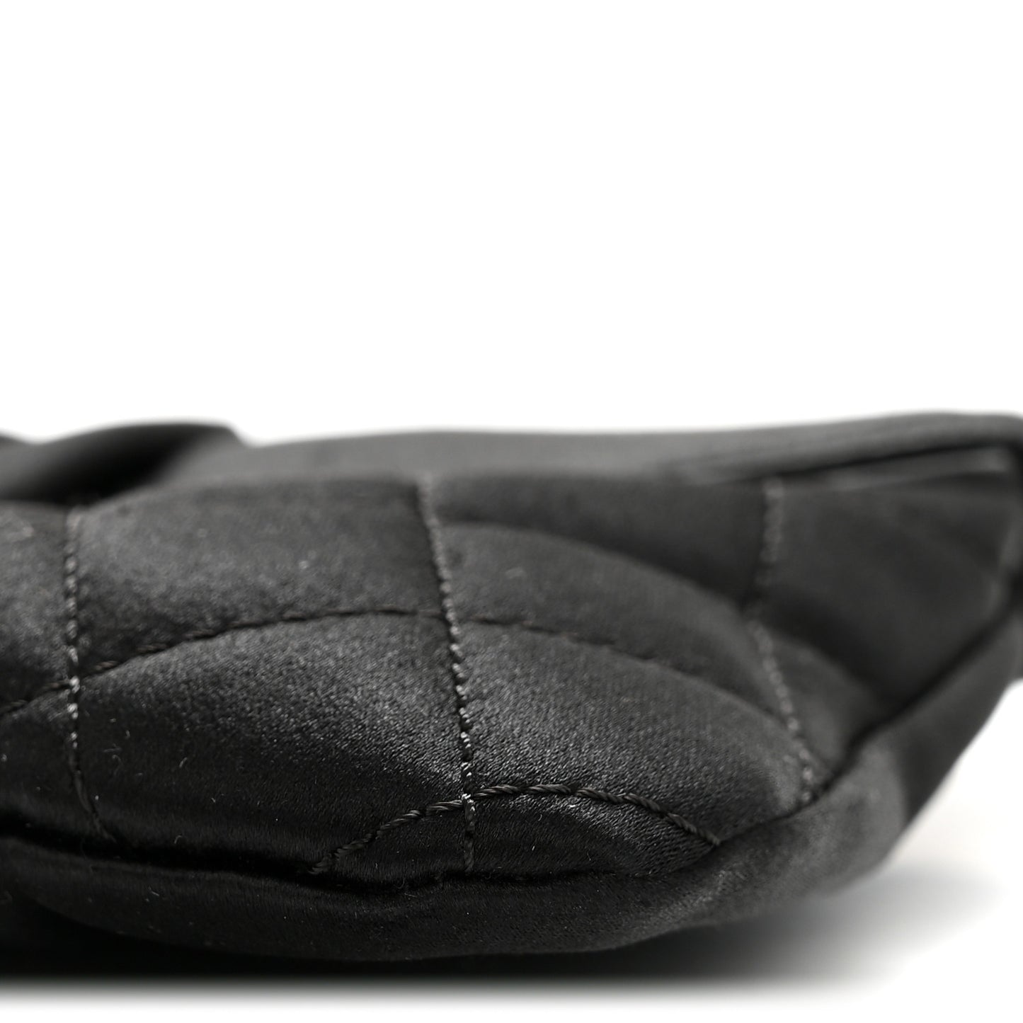 Satin Quilted Flap Clutch Black