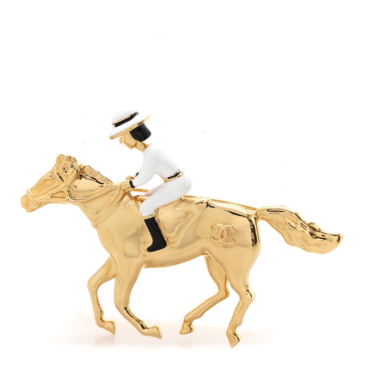 Chanel Metal Enamel Lunar New Year Horse CC Brooch Gold 1 of 4