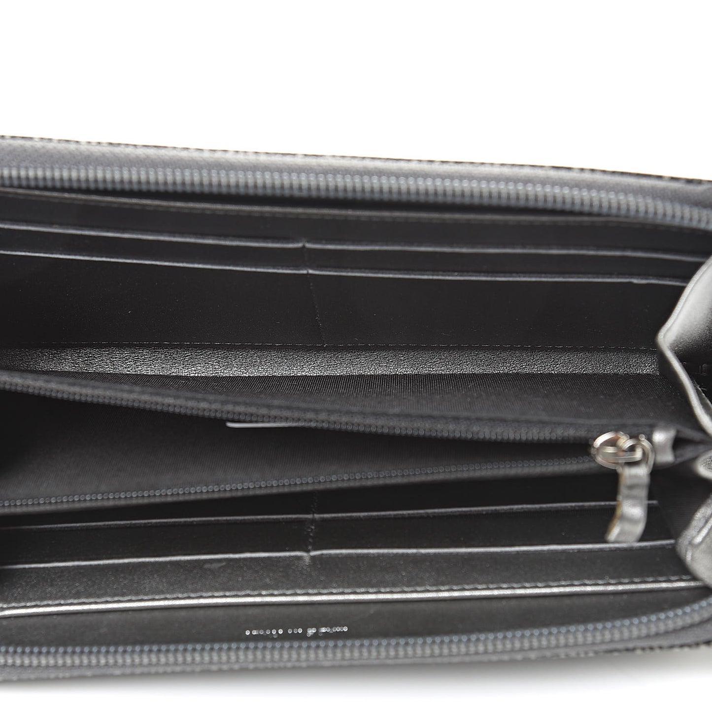 Metallic Calfskin Large Timeless CC Zip Around Wallet Argent Fonce