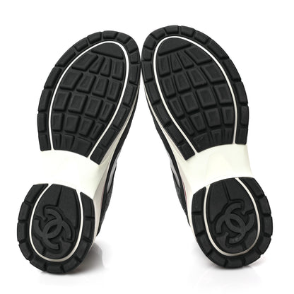 Chanel Fabric Suede Calfskin Mesh Womens CC Sneakers 41 Black Grey White 6 of 9