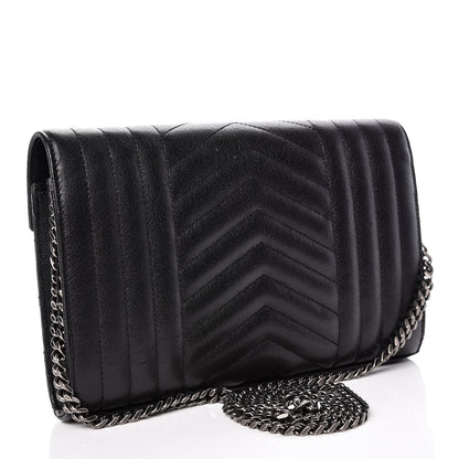 Saint Laurent Sheepskin Tri-Quilt Monogram Envelope Chain Wallet Black 3 of 11
