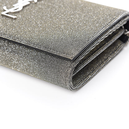Saint Laurent Metallic Sparkle Fabric Monogram Chain Wallet Anthracite 8 of 9