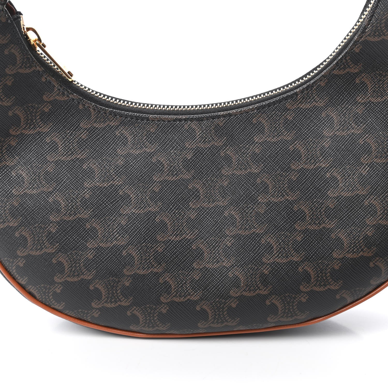 Celine Triomphe Canvas Calfskin Ava Shoulder Bag Tan 10 of 11