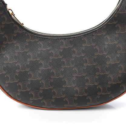 Celine Triomphe Canvas Calfskin Ava Shoulder Bag Tan 10 of 11