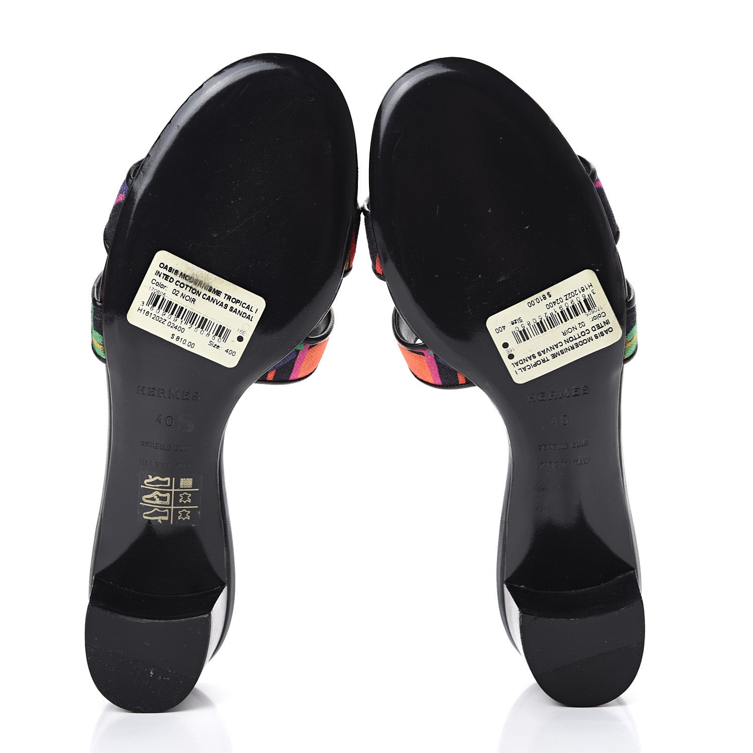 Hermes Cotton Canvas Tropical Modernisme Oasis Sandals 40 Black 5 of 11