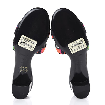 Hermes Cotton Canvas Tropical Modernisme Oasis Sandals 40 Black 5 of 11