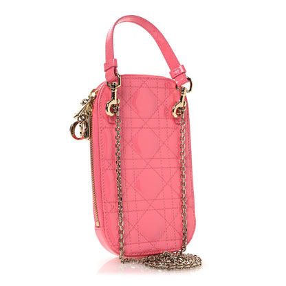 Christian Dior Patent Cannage Lady Dior Phone Holder Pink 3 of 11