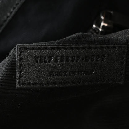 Saint Laurent Grained Lambskin Monogram Oversized Niki Chain Satchel Black 6 of 10