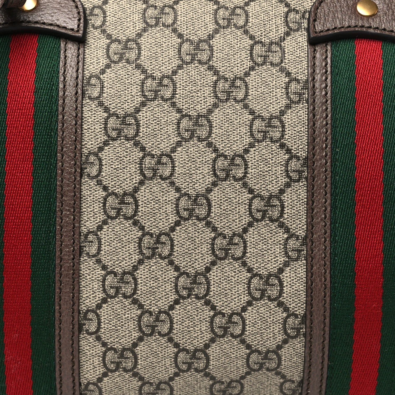 Gucci GG Supreme Monogram Textured Dollar Calfskin Web Small Duffle Bag Beige Ebony 8 of 10