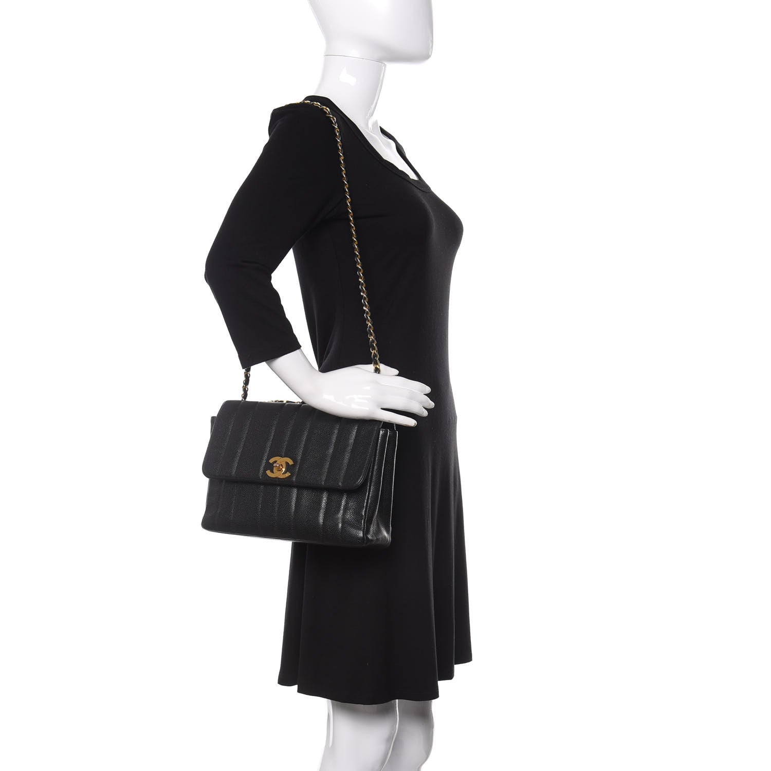 Chanel Caviar Vertical Quilt Small Single Flap Black 2 of 10