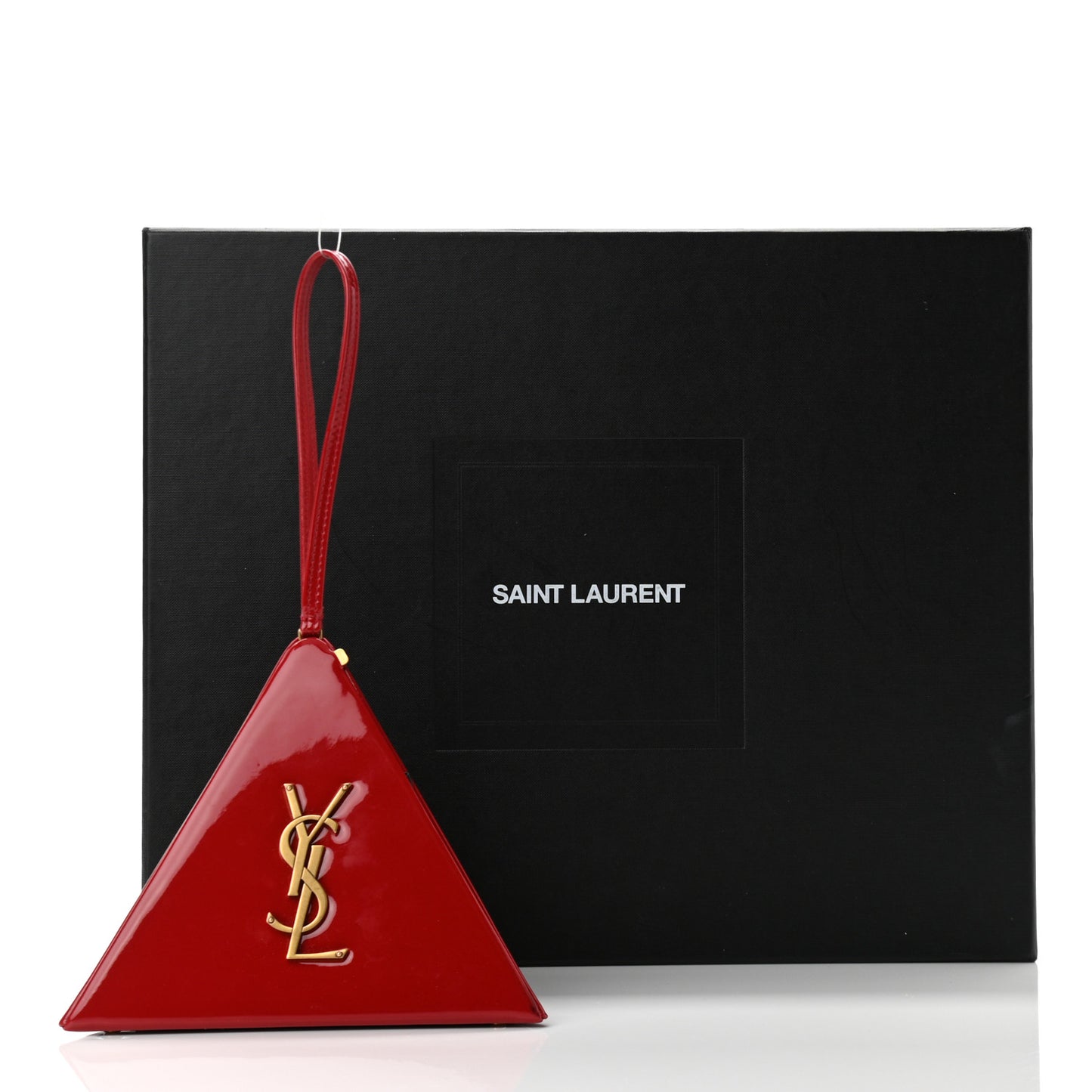 Patent Pyramid Clutch Rouge