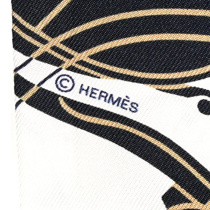 Hermes Silk Ex-Libris Twilly White Marine Gris 4 of 4