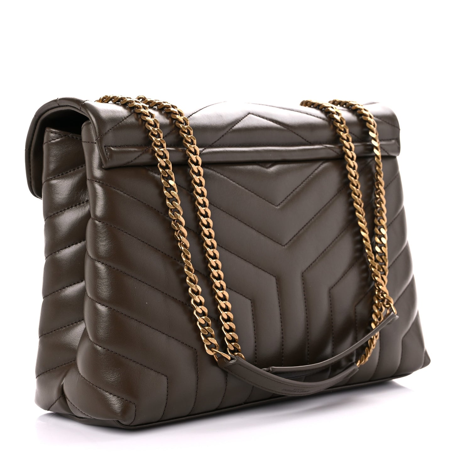 Calfskin Y Quilted Monogram Medium Loulou Chain Satchel Soil Brown
