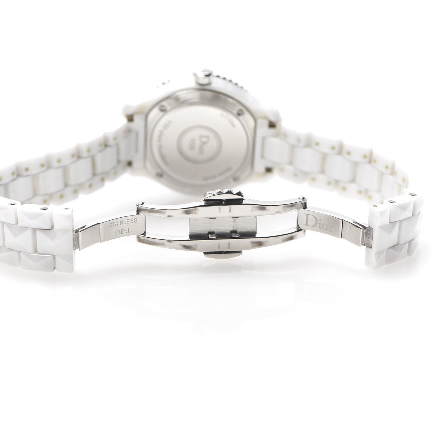 Stainless Steel Ceramic Diamond Bezel Mother of Pearl 28mm Dior VIII Quartz Watch White