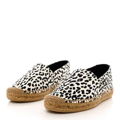 Saint Laurent Canvas Leopard Print Espadrilles 37.5 Latte Black 3 of 9