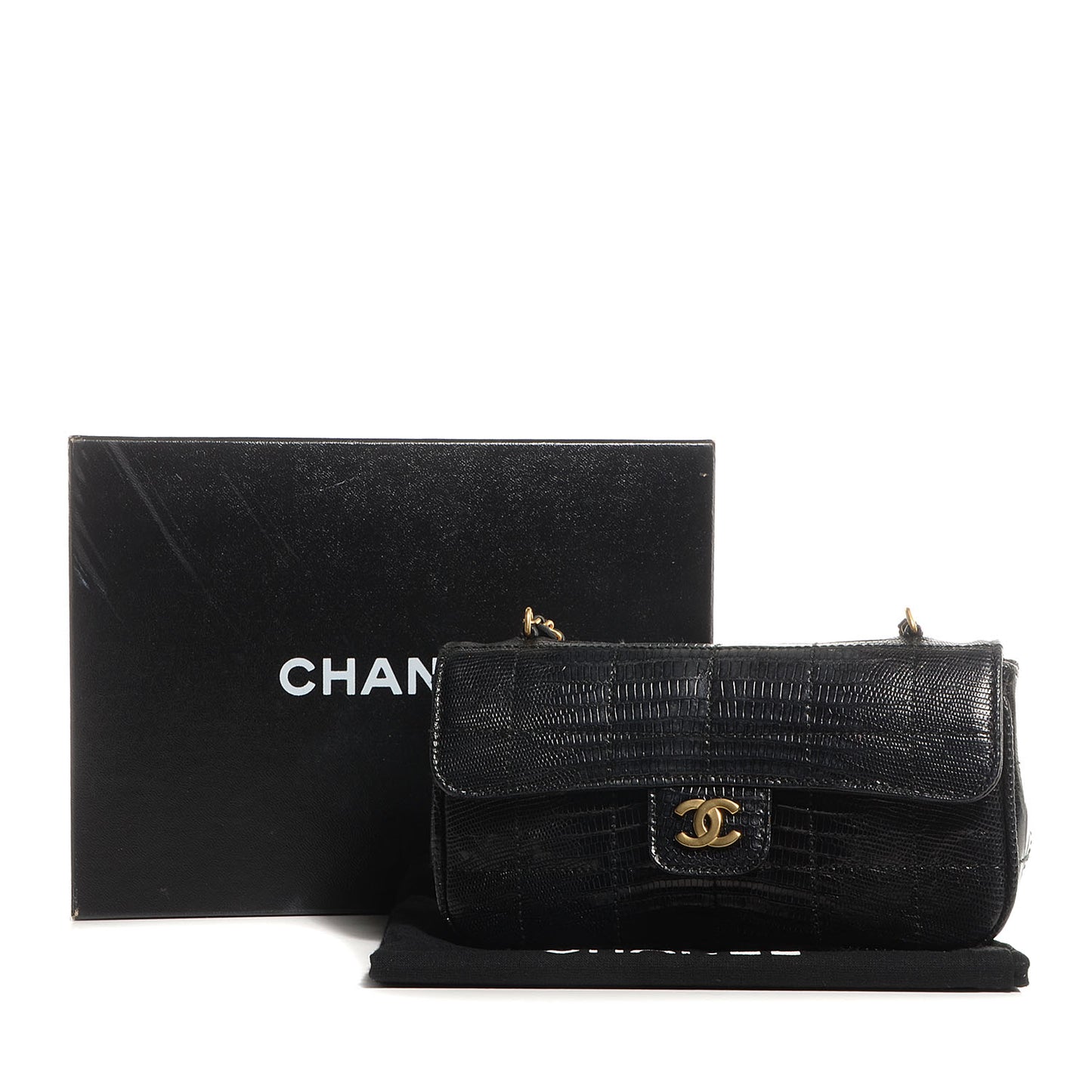 Lizard Square Quilted Extra Mini Flap Black