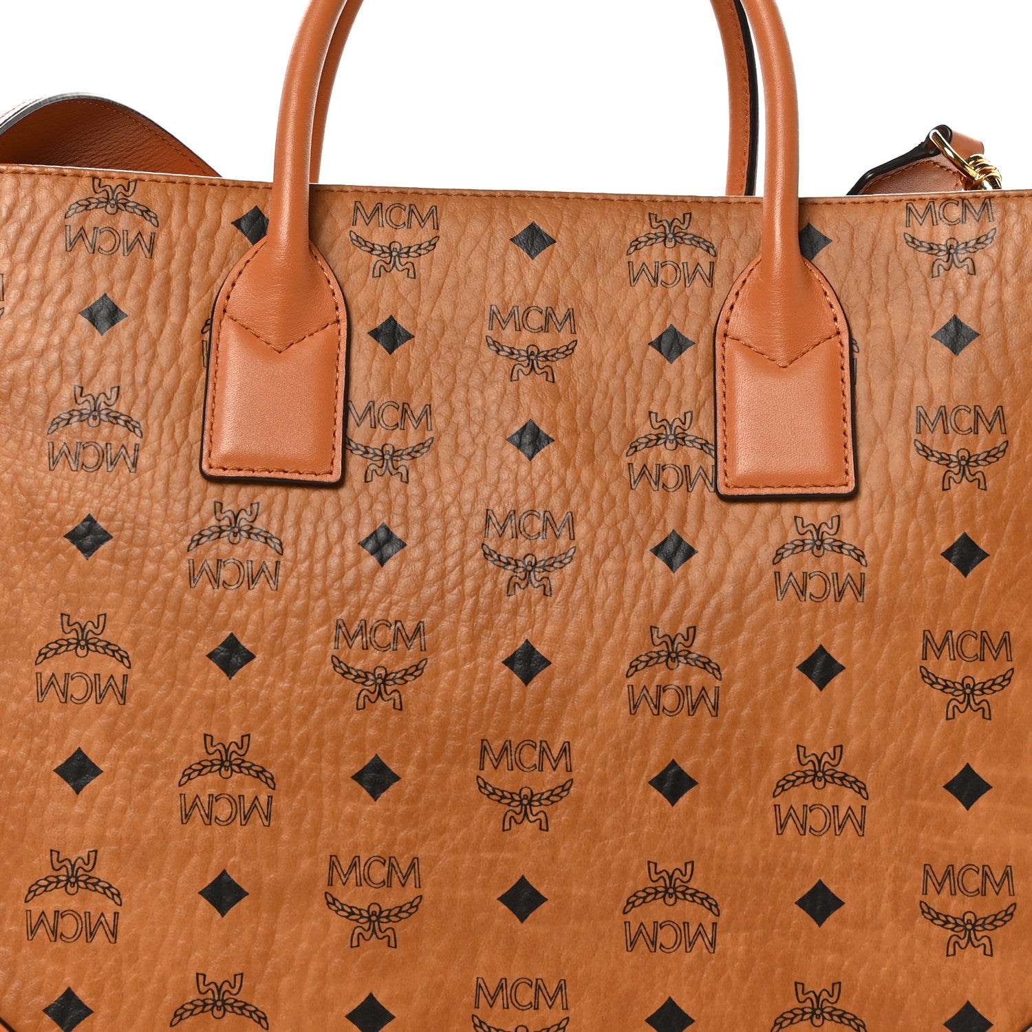 MCM Visetos Large Munchen Tote Cognac 7 of 9