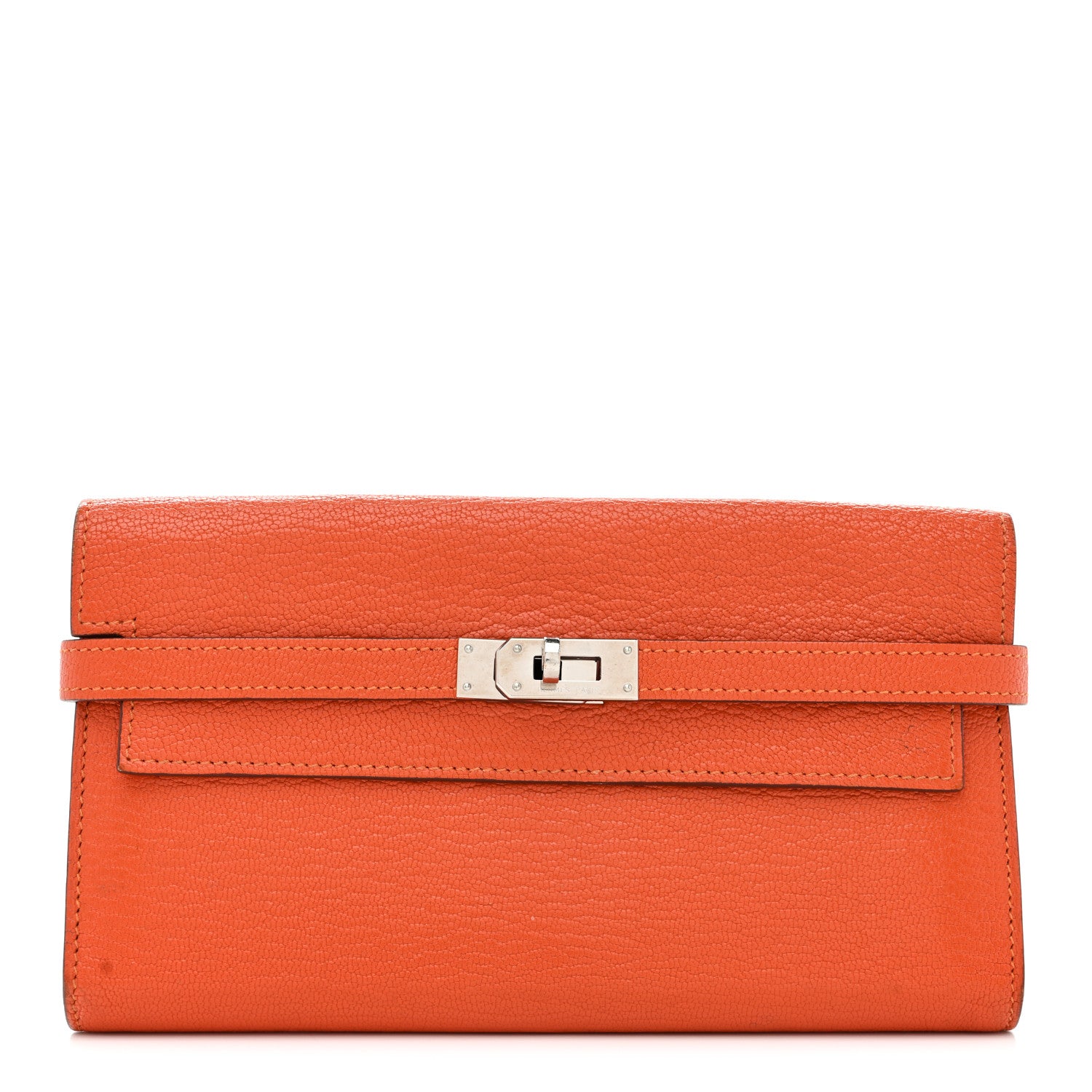 Hermes Chevre Mysore Kelly Longue Wallet Feu 1 of 9
