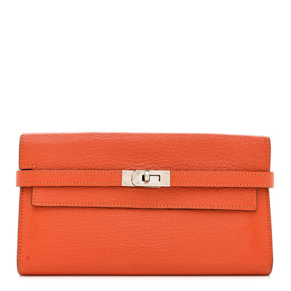 Hermes Chevre Mysore Kelly Longue Wallet Feu 1 of 9