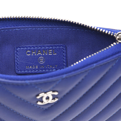 Chanel Lambskin Chevron Quilted Small Cosmetic Case Blue 6 of 8