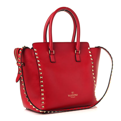 Valentino Garavani Vitello Rockstud Double Handle Tote Red 3 of 16