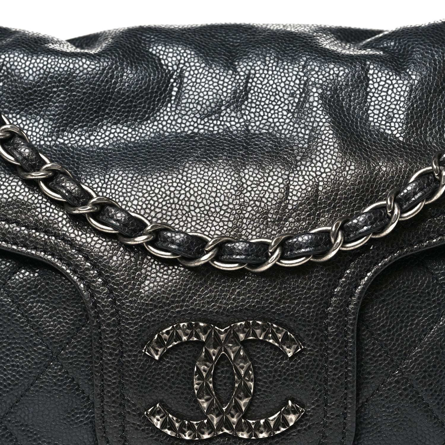 Chanel Glazed Caviar Coco Rider Flap Shoulder Bag Black 7 of 9