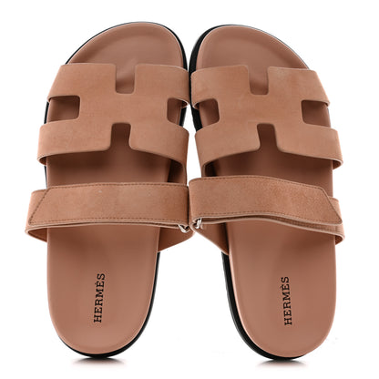 Hermes Suede Goatskin Womens Chypre Sandals 38 Nude 2 of 9