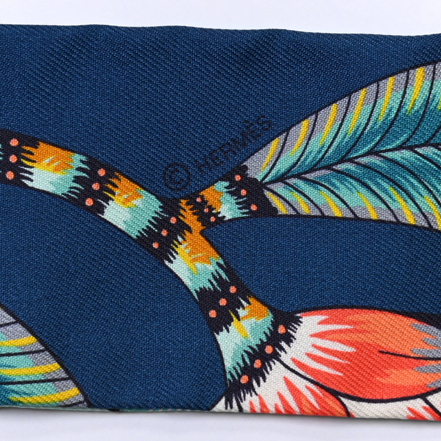 Hermes Silk The Savana Dance Twilly Turquoise Petrole Jaune 3 of 4