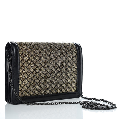 Bottega Veneta Goatskin Knit Intrecciato Mini Montebello Crossbody Bag Black Gold 3 of 9