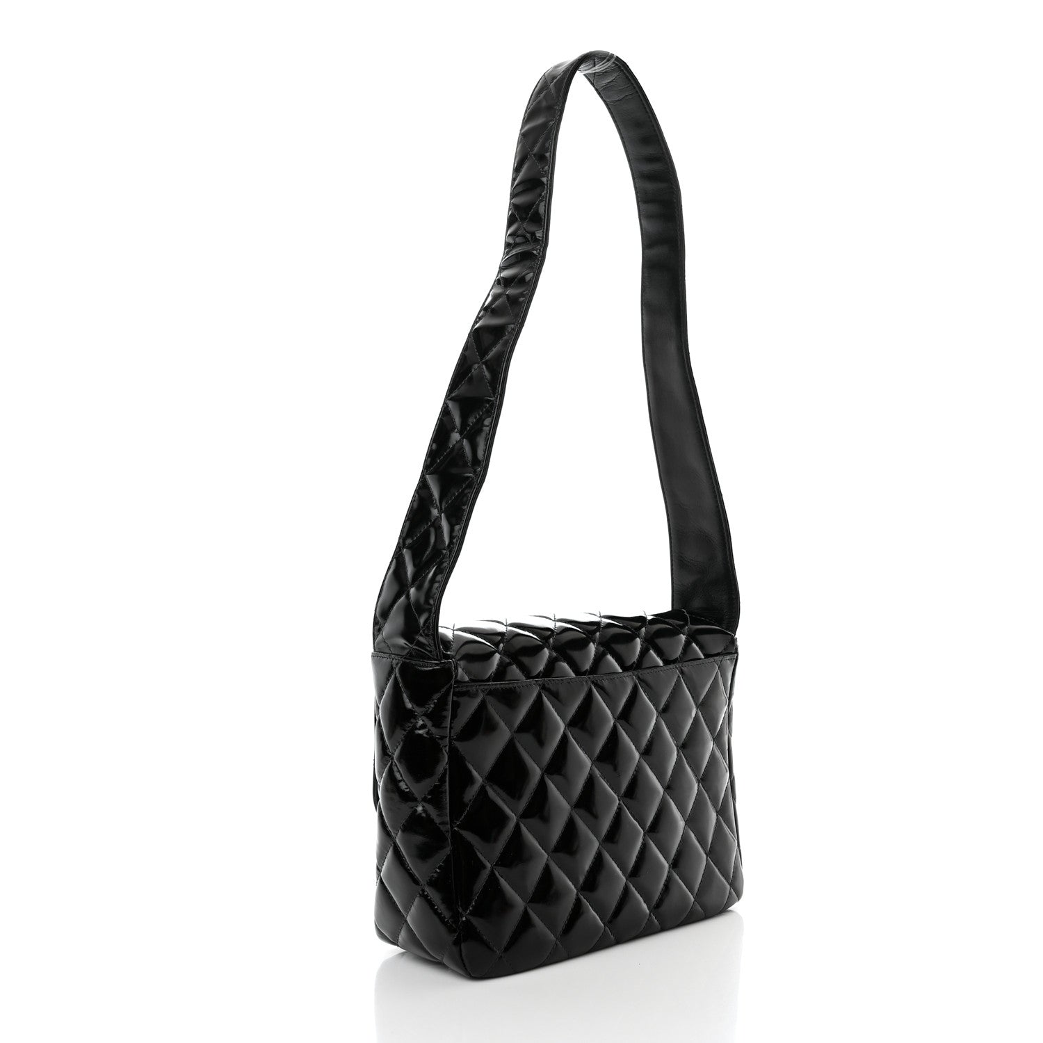Chanel Patent Quilted Shoulder Flap Bag Black 3 of 10