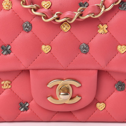 Chanel Lambskin Quilted Studded Mini Rectangular Flap Pink 8 of 10