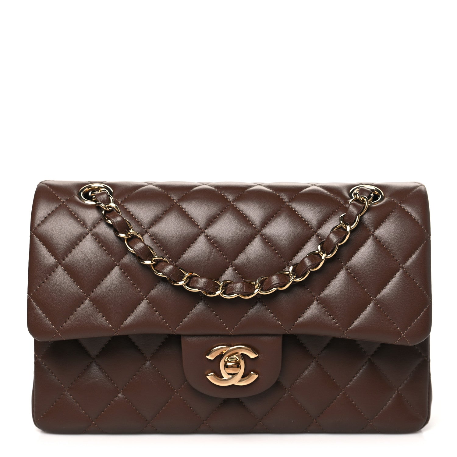 Chanel Lambskin Quilted Small Double Flap Dark Brown 1 of 10