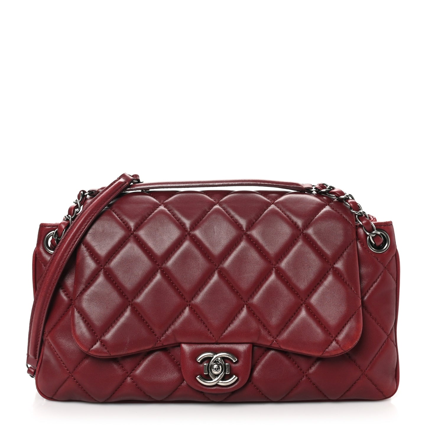 Lambskin Quilted Chanel 3 Accordion Flap Bag Red