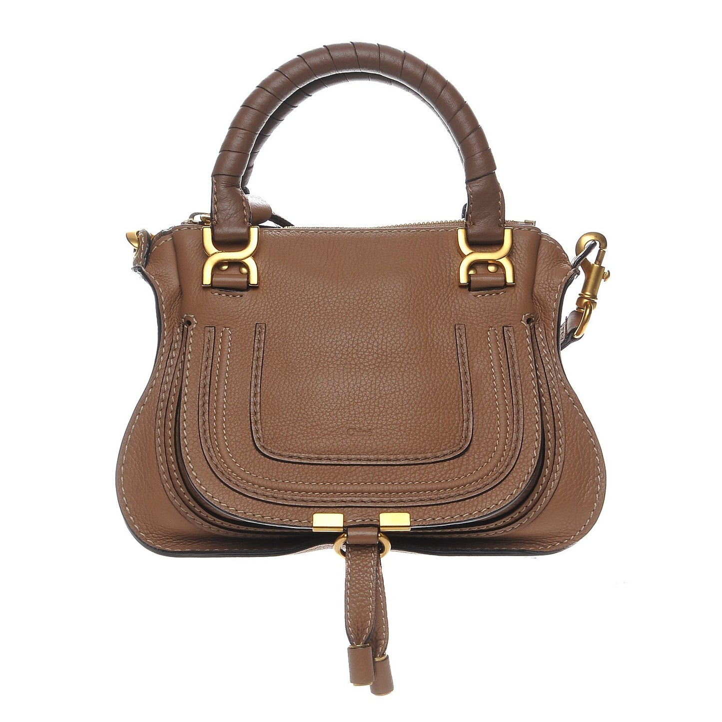 Grained Calfskin Mini Marcie Satchel Nut