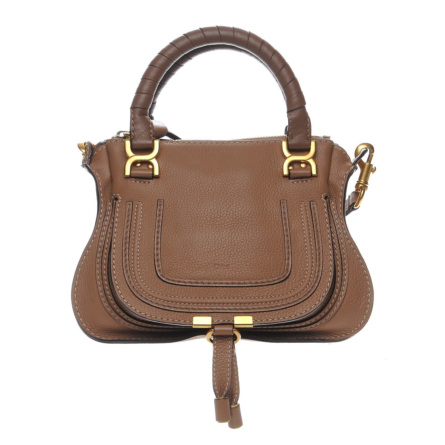 Chloe Grained Calfskin Mini Marcie Satchel Nut 1 of 9