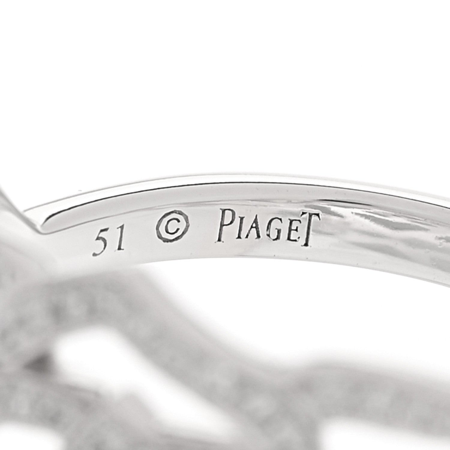 Piaget 18K White Gold Diamond .55ct Rose Ring 51 5.75 4 of 6
