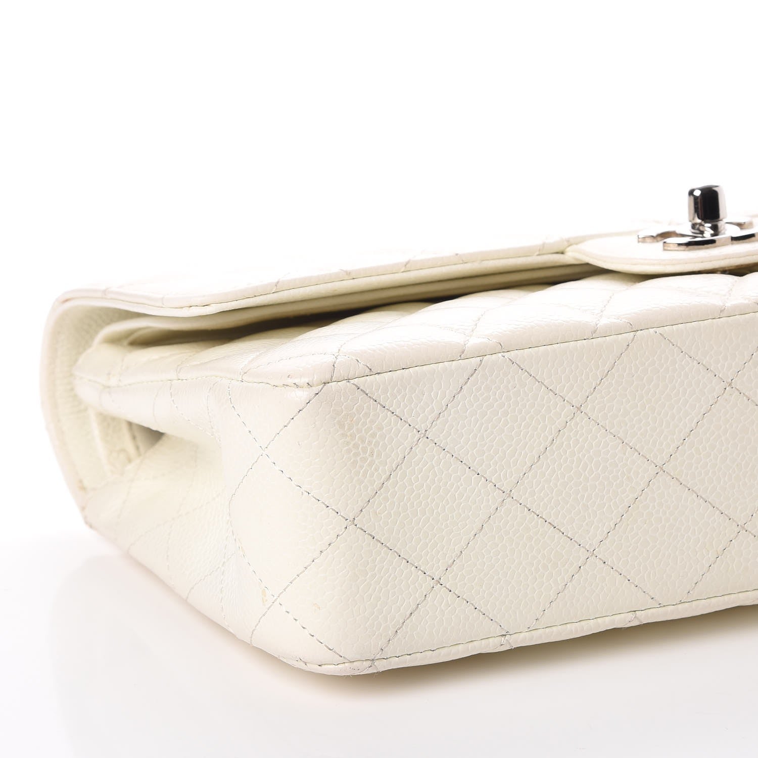 Chanel Caviar Quilted Medium Double Flap White 9 of 15
