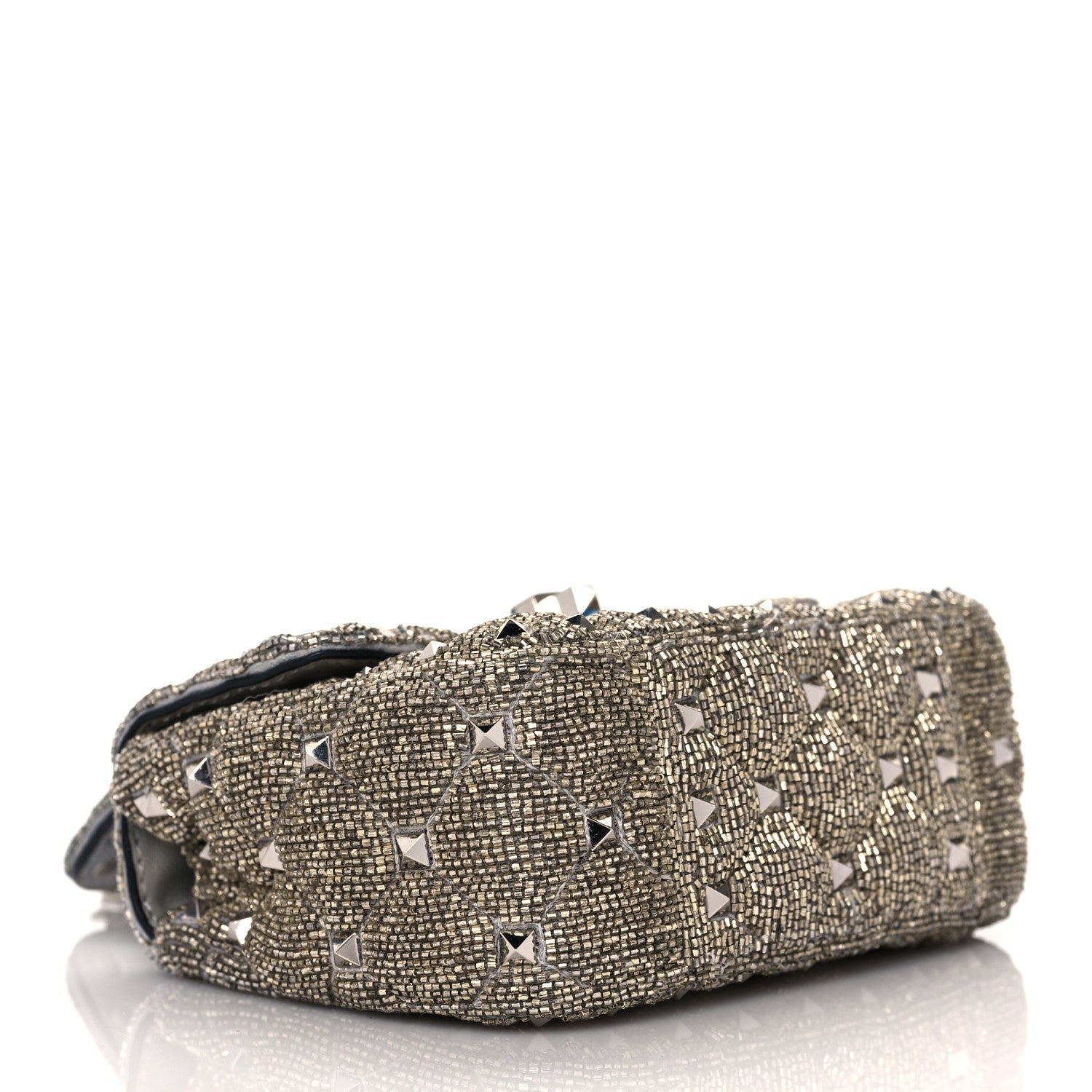 Valentino Garavani Beaded Micro Rockstud Spike It Shoulder Bag Silver 4 of 14