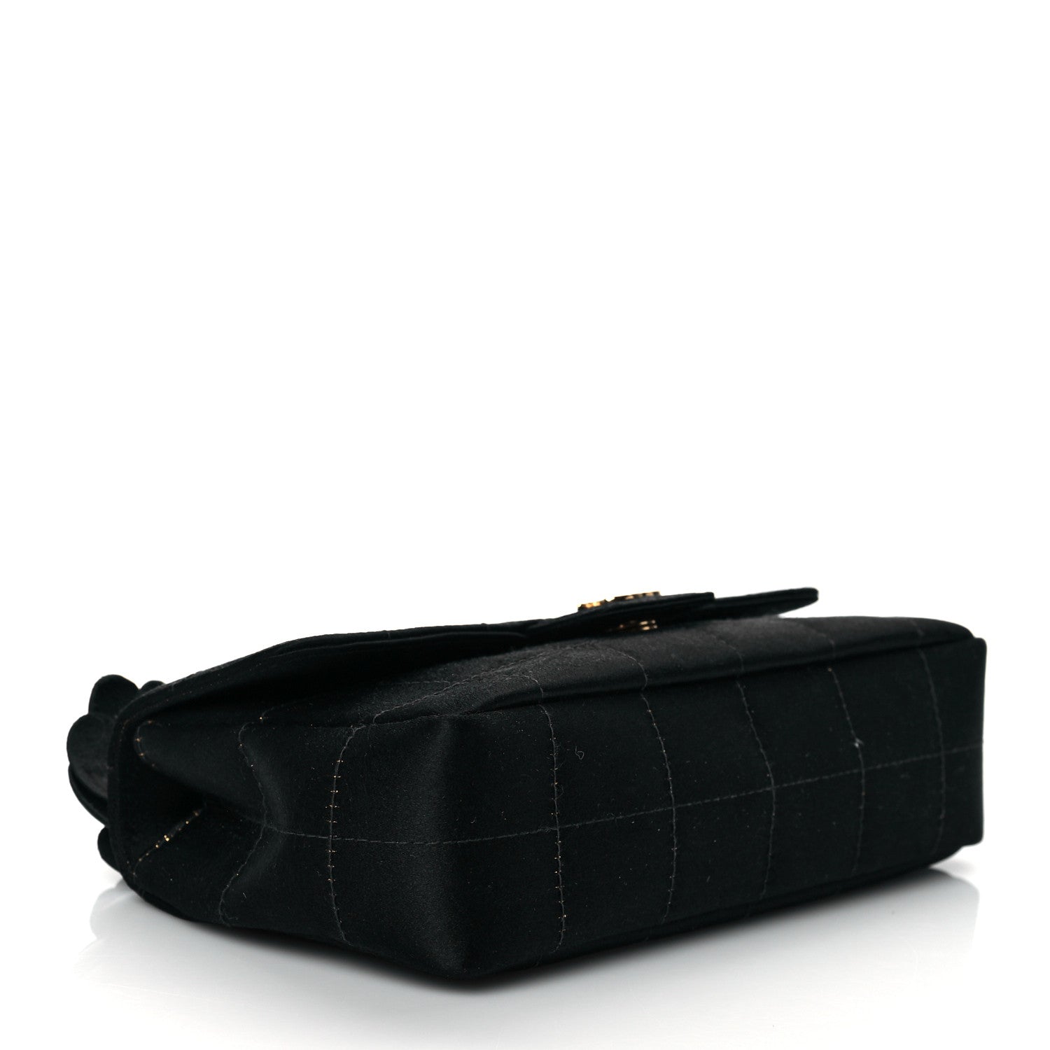 Chanel Satin Chocolate Bar Quilted Camellia Rectangular Mini Flap Black 4 of 10