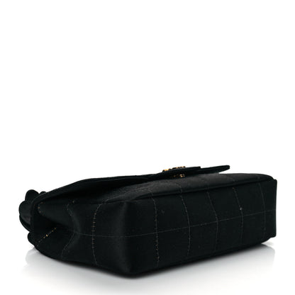 Chanel Satin Chocolate Bar Quilted Camellia Rectangular Mini Flap Black 4 of 10