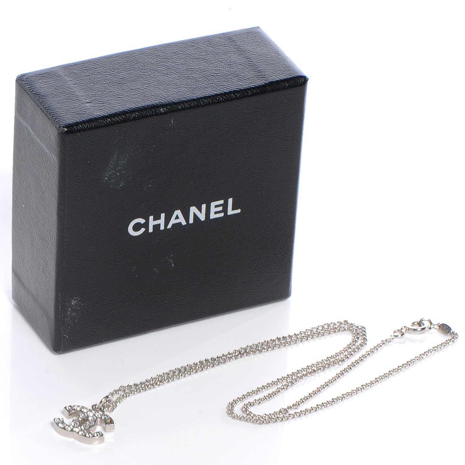 Chanel Swarovski Crystal CC Necklace Silver 5 of 5