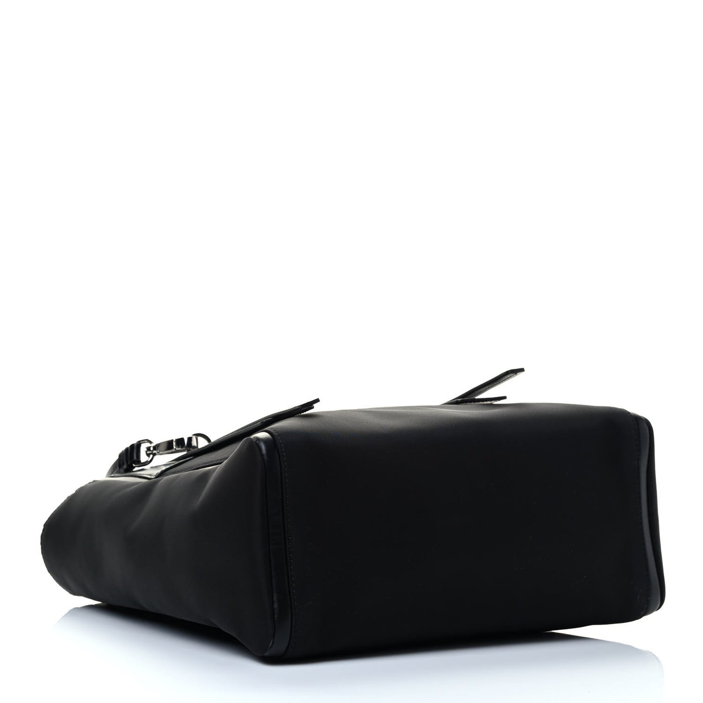 Tessuto Nylon Spazzolato Small Ouverture Top Handle Bag Black