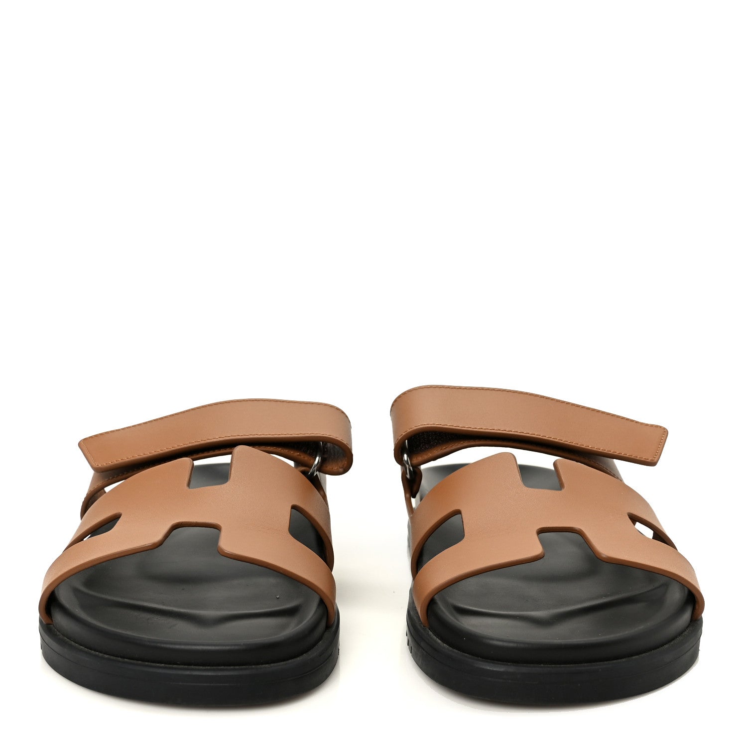Hermes Calfskin Womens Chypre Sandals 37.5 Gold 3 of 9