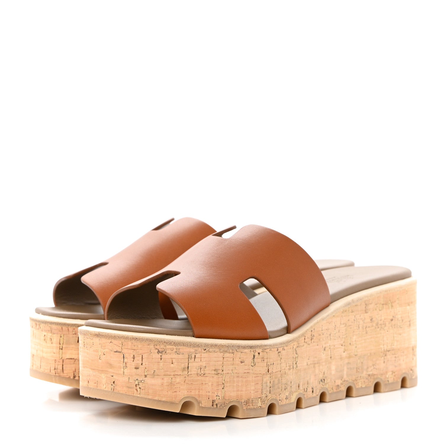 Hermes Calfskin Cork Eze 30 Sandals 38 Marron Glaise 3 of 9
