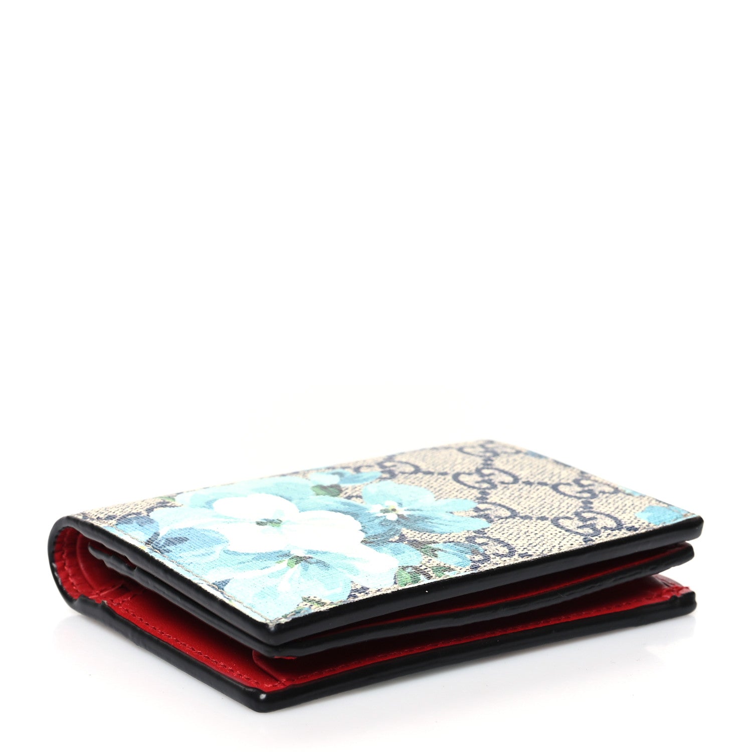 Gucci GG Supreme Monogram Blooms Card Case Wallet Beige Blue Navy Hibiscus Red 4 of 11