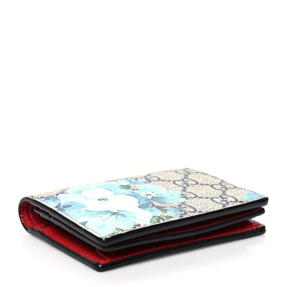 Gucci GG Supreme Monogram Blooms Card Case Wallet Beige Blue Navy Hibiscus Red 4 of 11