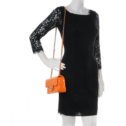 Chanel Patent Quilted Mini Flap Orange 2 of 9