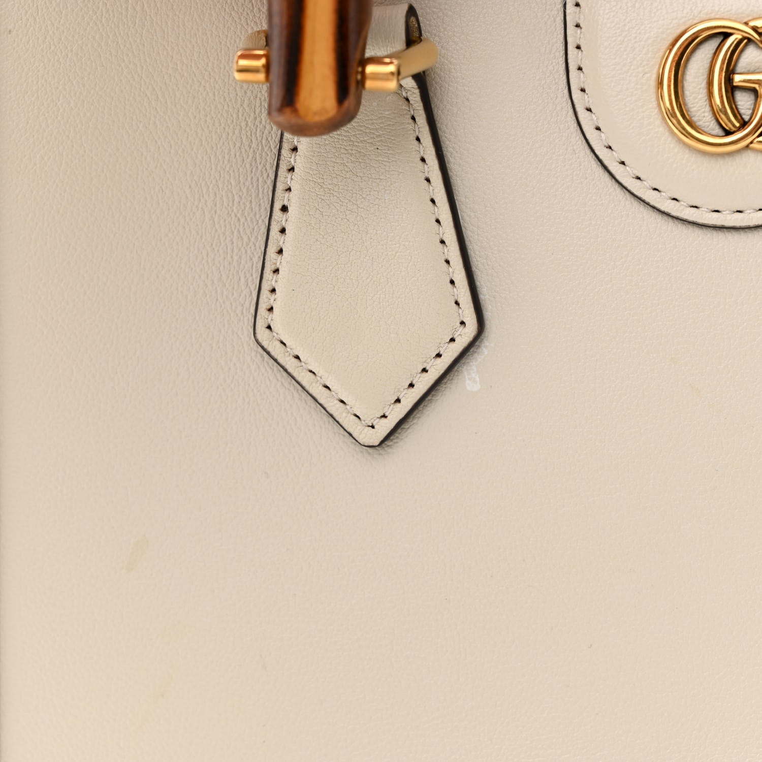 Gucci Wonka Grain Calfskin Small Diana Tote Bag Mystic White Orange Fluo 13 of 22